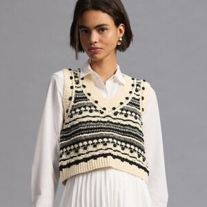 Pilcro Textured V Neck Sweater Vest SZ L